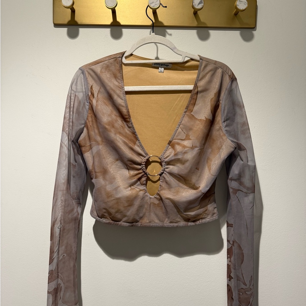 Elegant Brown and Gray Women's Blouse
